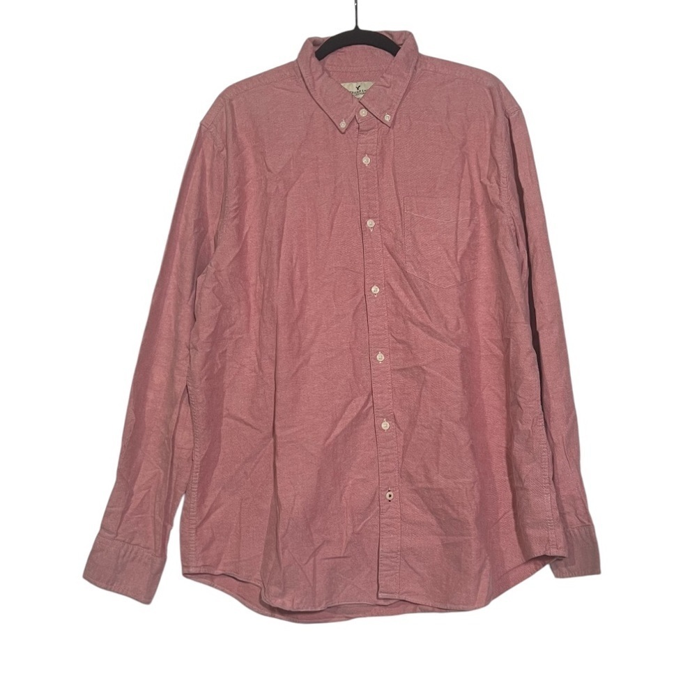 American Eagle Men's Button Down Shirt Dusty Rose Pink Long Sleeve Size XXL